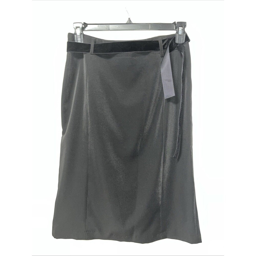 Tom Ford Black Pencil Skirt with Velvet Tie Size 6 R NWOT